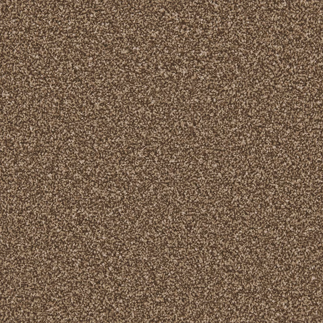 Dense mahogany brown carpet with fine mottled flecks and softly textured pile