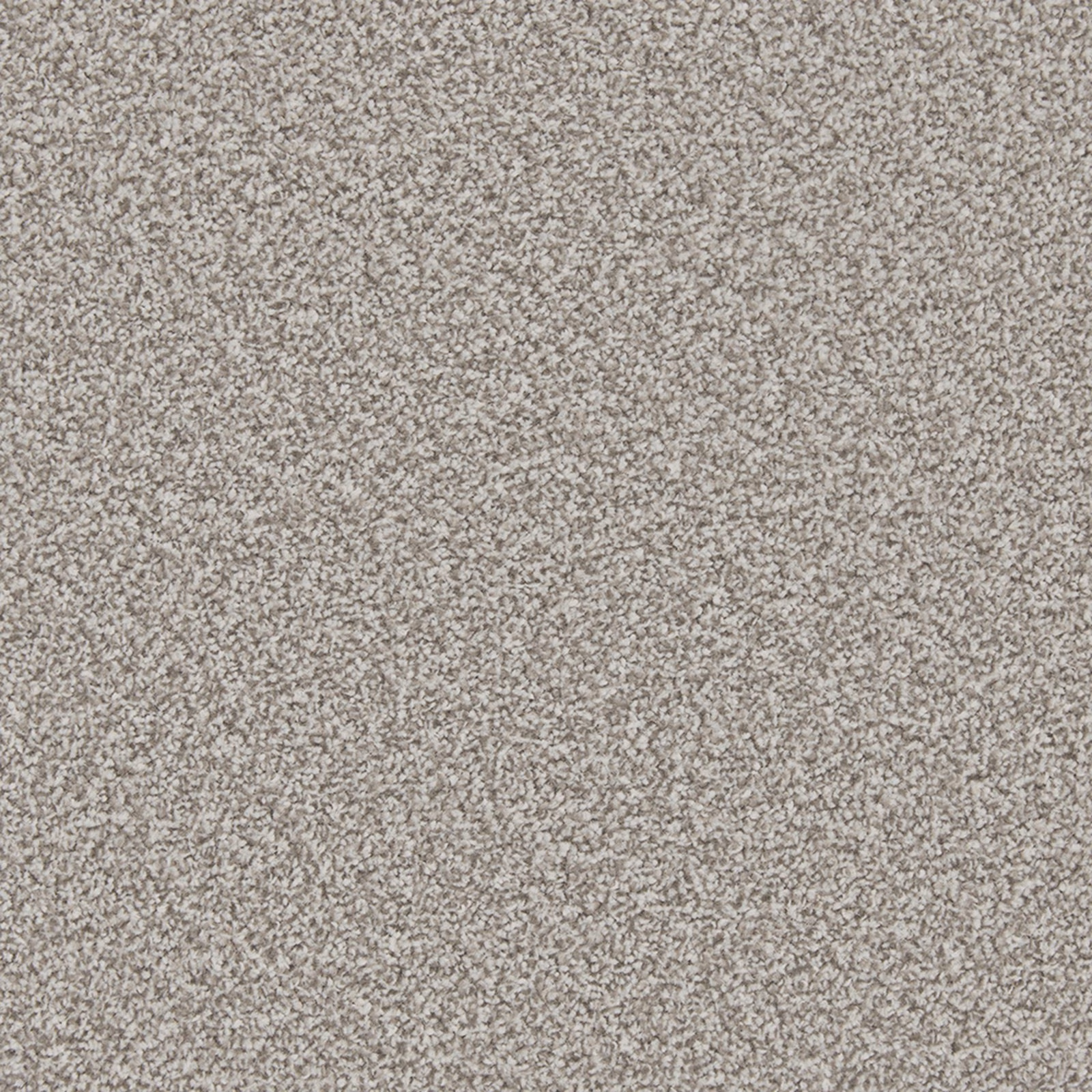 Close-up of softly mottled taupe-grey carpet with dense, finely flecked texture