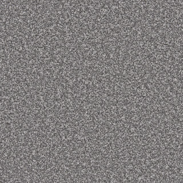 Close-up of cool grey carpet with charcoal and silver mottled texture