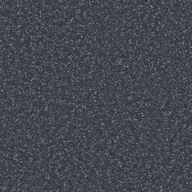 Charcoal blue-grey carpet with dense salt-and-pepper mottling and a soft textured surface