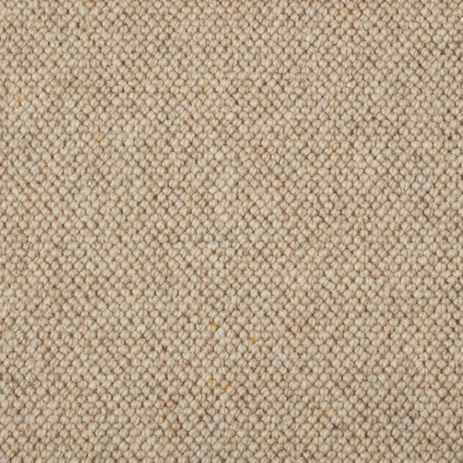 Warm cinnamon-beige wool loops with tiny brown flecks in a dense carpet texture