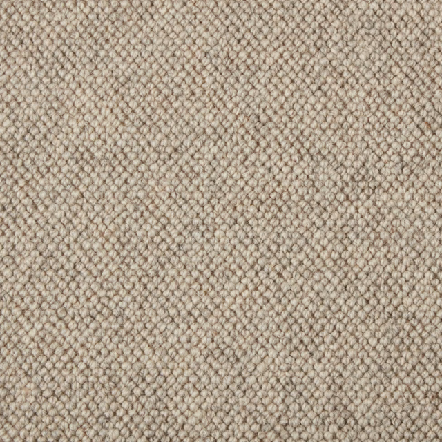 Close-up of Ridge Mist’s tightly looped wool texture in soft greige taupe