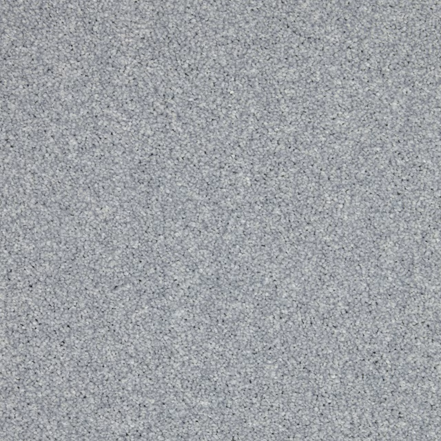 Close-up of cool blue-grey carpet with dense, finely flecked textured pile