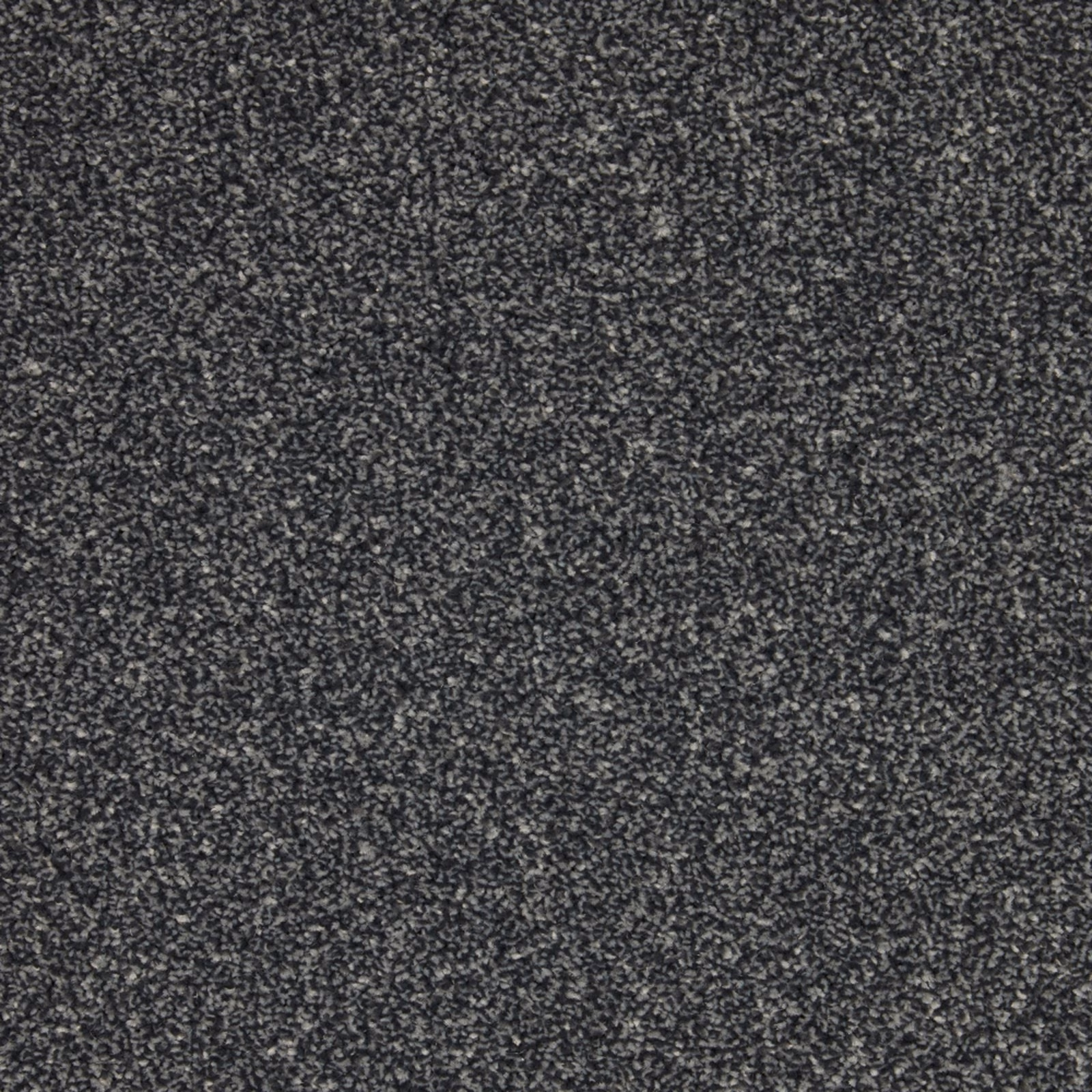 Dark charcoal-grey carpet with fine pale flecks and a dense, softly mottled pile