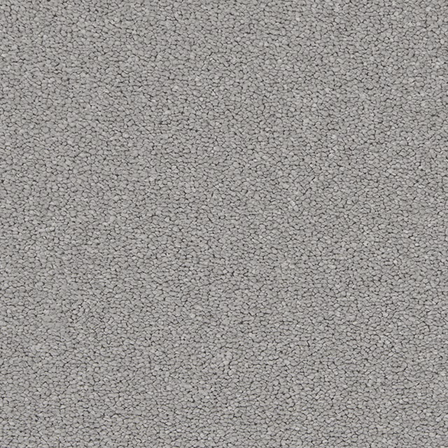 Cool pebble-grey carpet with dense tiny loops and softly mottled charcoal flecks