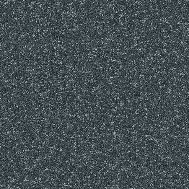 Close-up of dark slate carpet with cool blue-grey flecks and granular texture