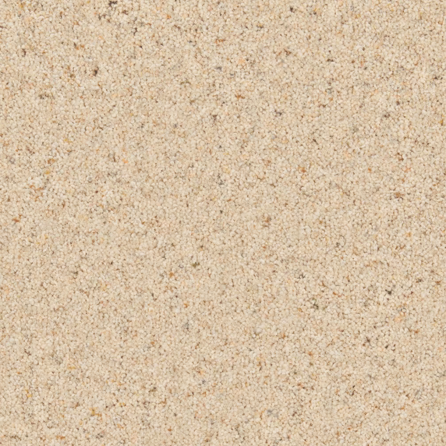 Pale oatmeal carpet with dense twist texture and tiny natural flecks