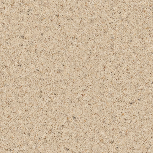 Warm oatmeal-beige carpet with dense twisted loops and scattered darker flecks