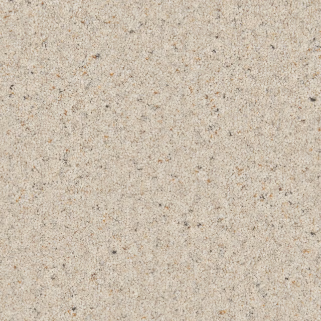 Close-up of warm beige wool twist carpet with cream and charcoal flecks