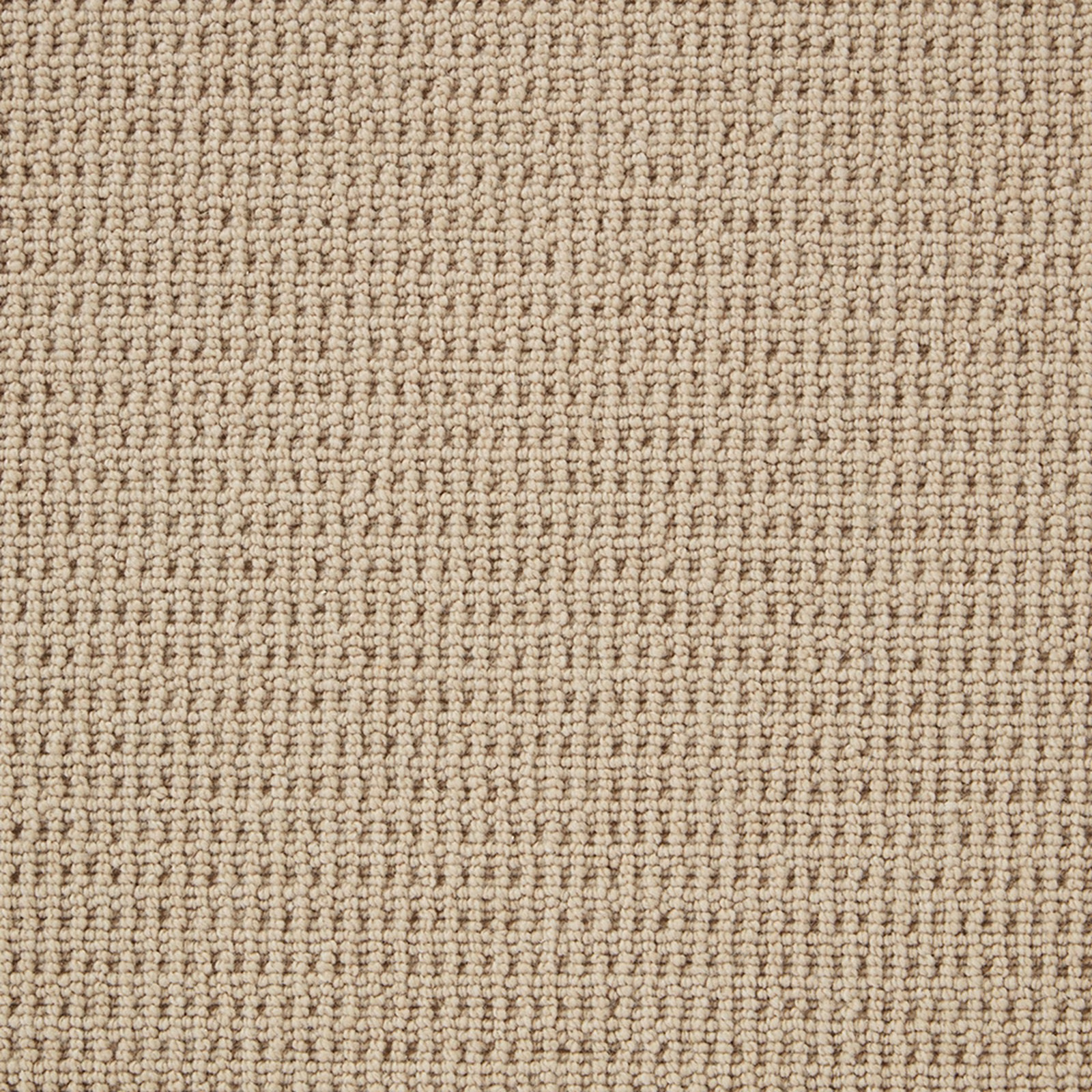 Close-up of softly flecked stone beige Wool Loop carpet with dense rows of small loops