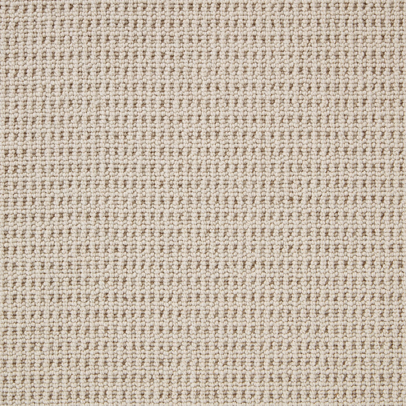Pale ivory-beige wool loop carpet with compact rows and softly mottled texture