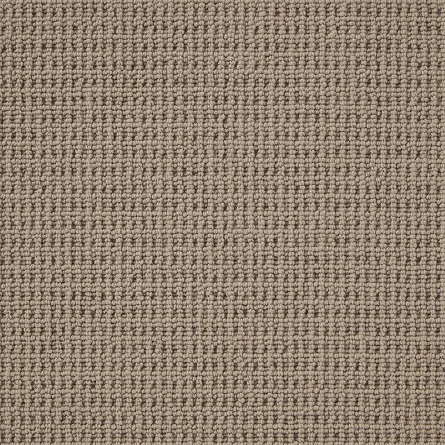 Warm sepia taupe carpet with dense small wool loops and subtly mottled texture