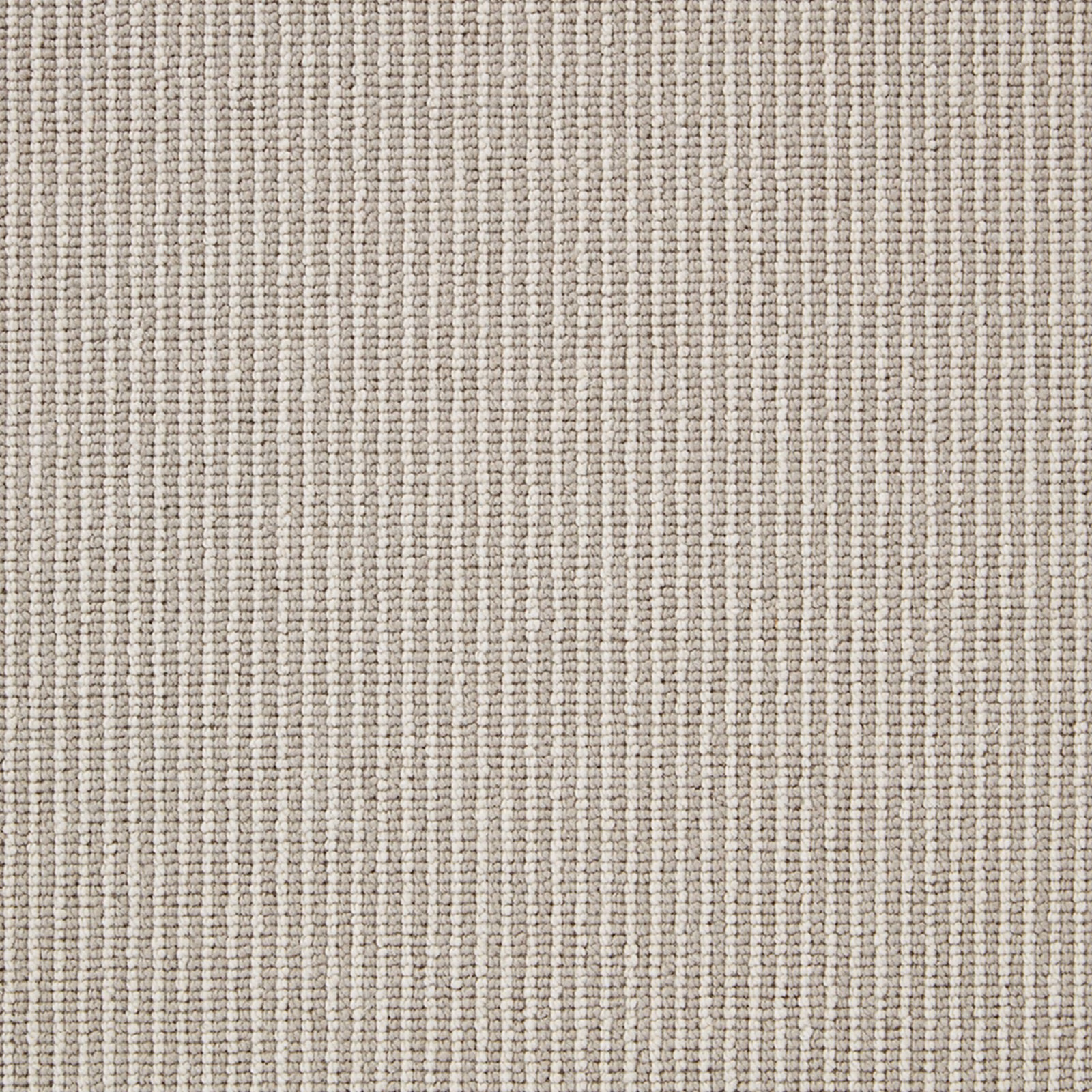 Greige and ivory Wool Loop carpet with fine vertical stripes and dense tactile loops