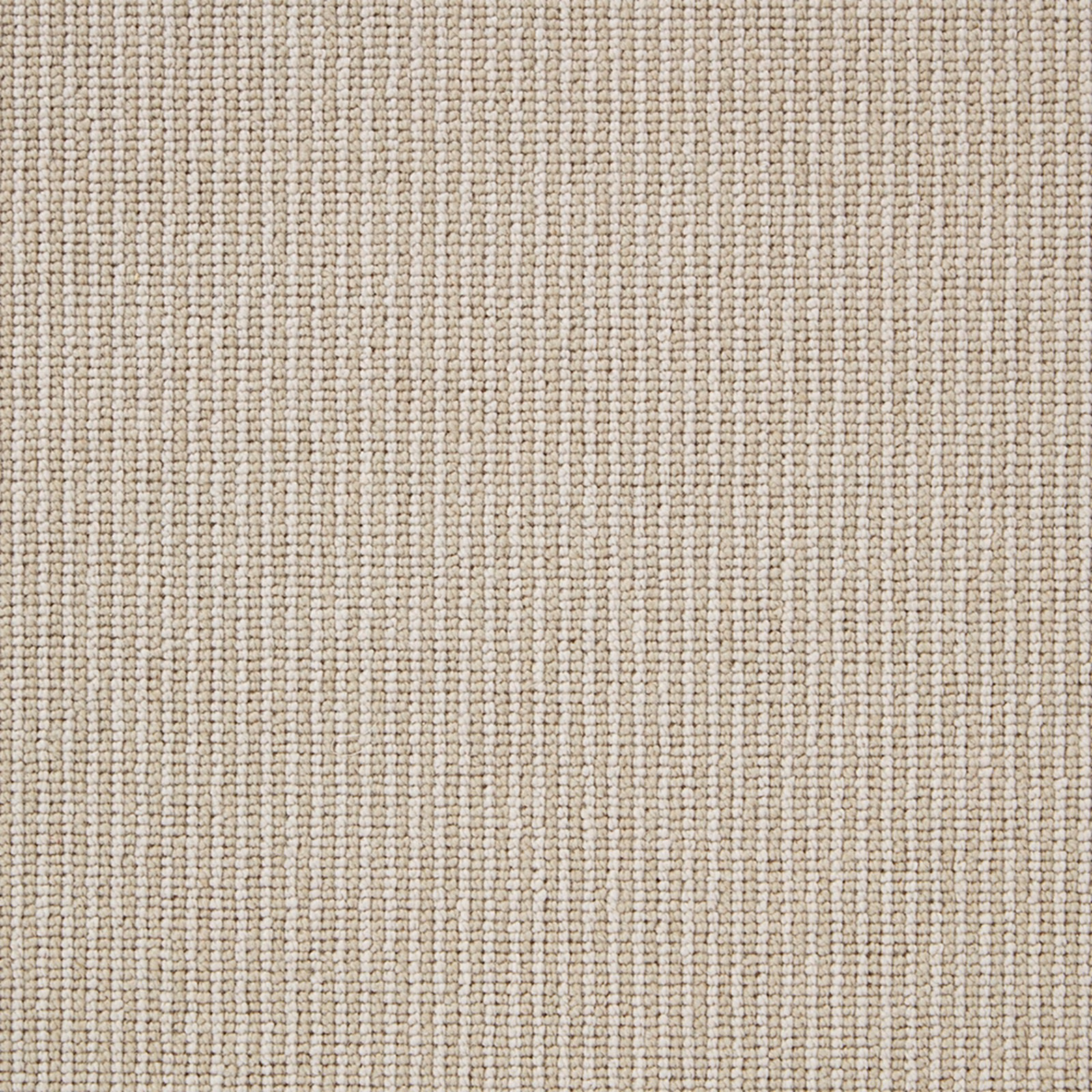Warm oatmeal taupe wool loop carpet with fine vertical stripes and softly flecked texture
