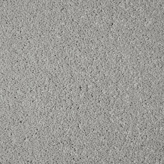 Close-up of cool pebble-grey carpet with dense, softly flecked textured pile