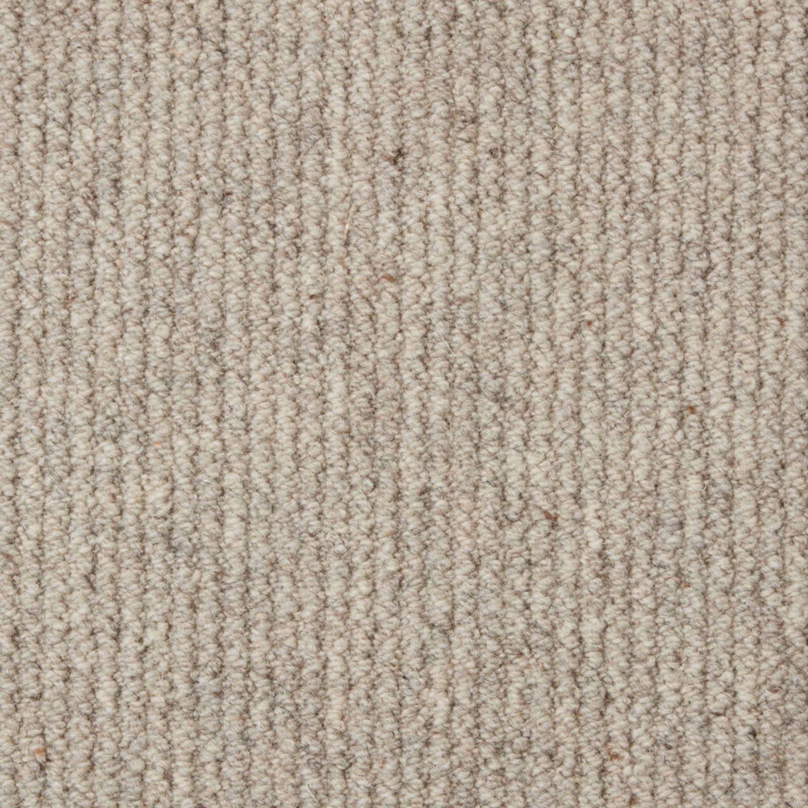 Pale warm greige carpet with fine vertical loops and subtle flecking