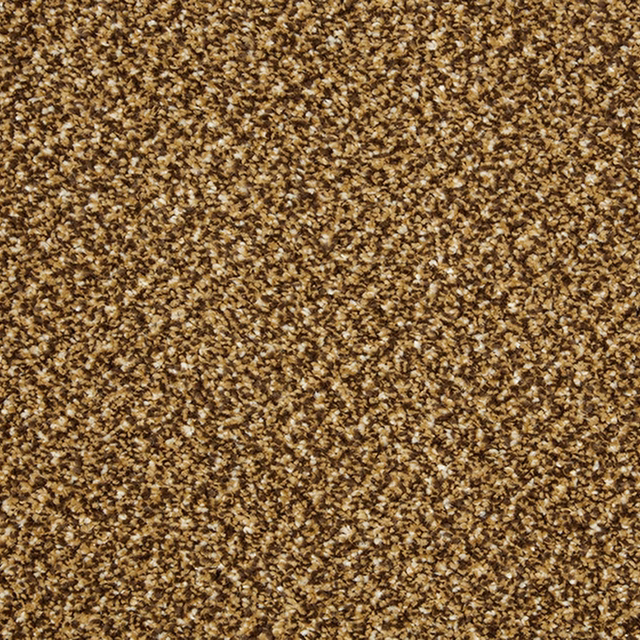 Warm butterscotch-brown carpet with dense, finely flecked textured pile