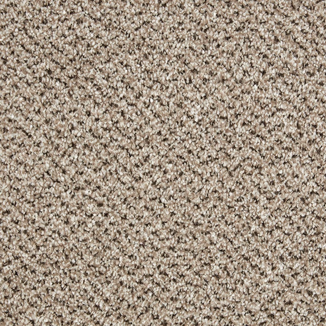 Warm moccasin taupe carpet with densely flecked, softly rippled textured pile