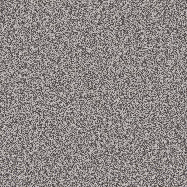 Close-up of cool pewter-grey carpet with dense charcoal and pale flecking