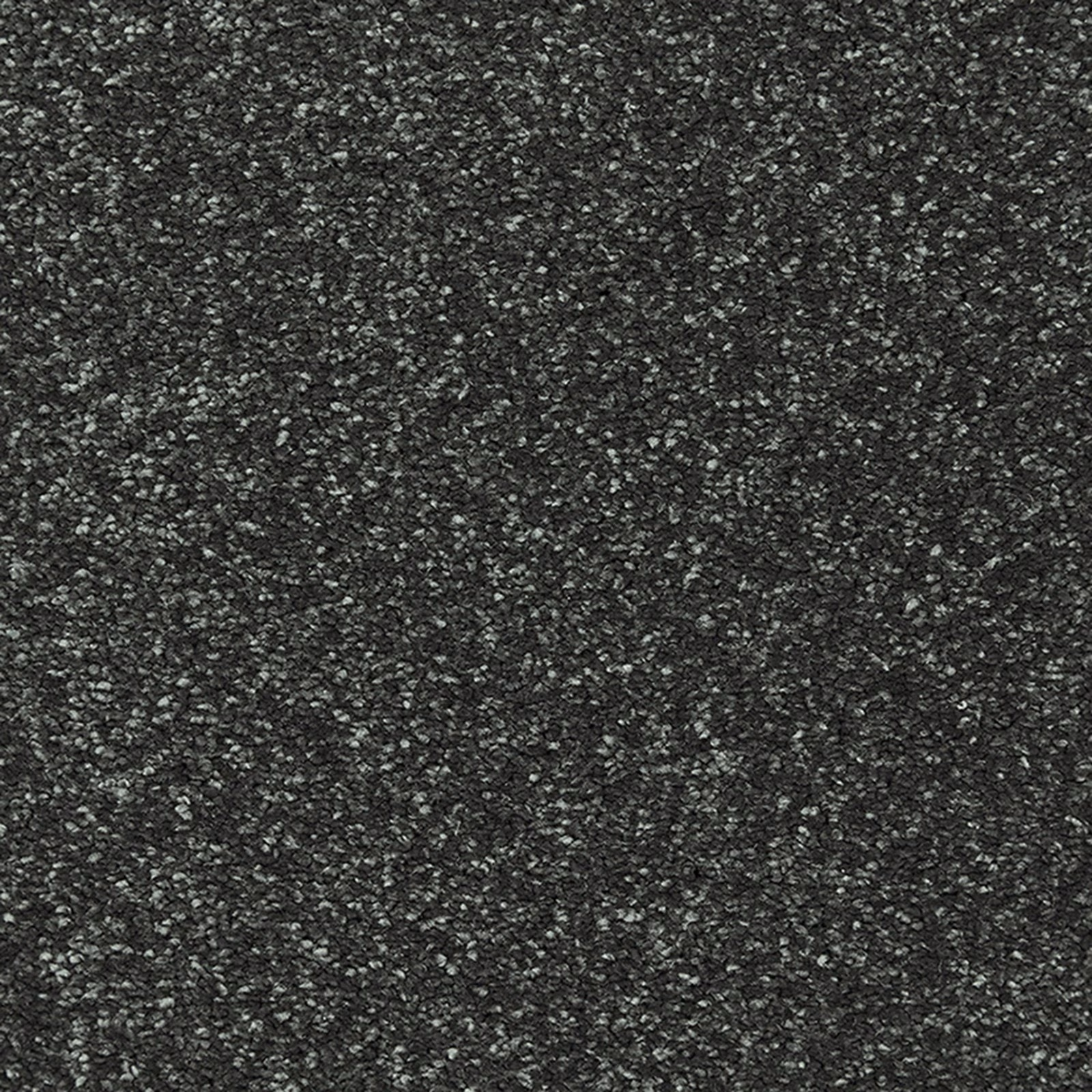 Charcoal-black soft deep pile carpet with fine grey flecking and mottled texture