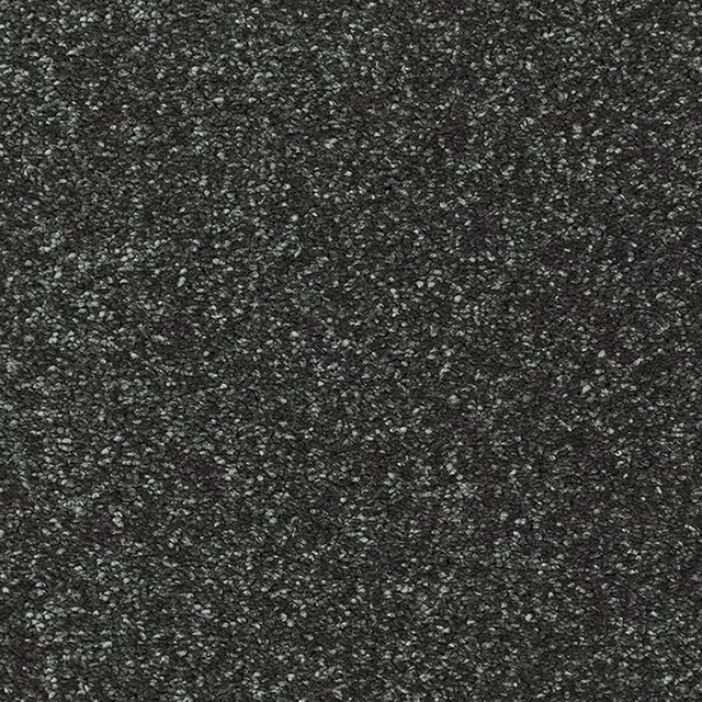 Charcoal-black soft deep pile carpet with fine grey flecking and mottled texture