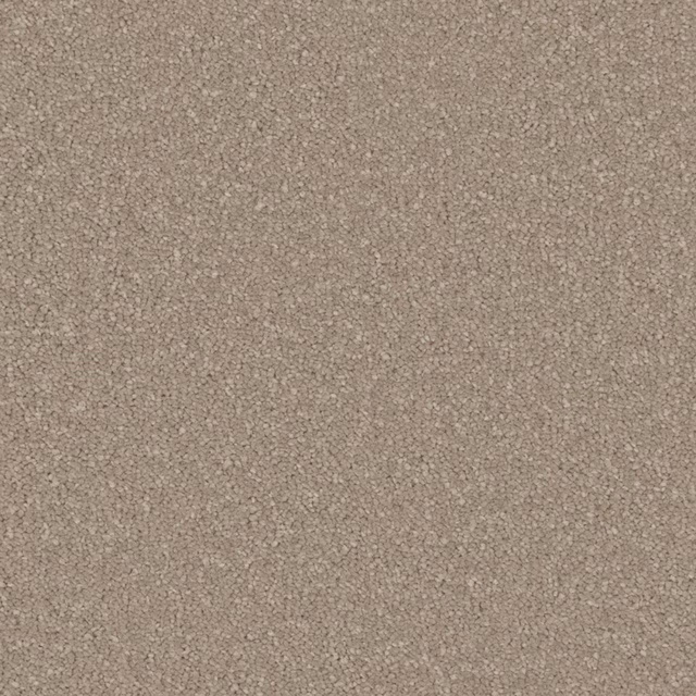 Warm mushroom-taupe carpet with dense soft deep-pile texture and subtle tonal flecks