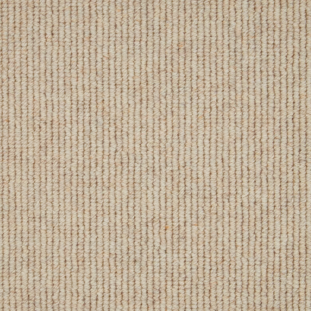 Warm oat-beige Wool Loop with fine taupe vertical ribbing and tactile texture