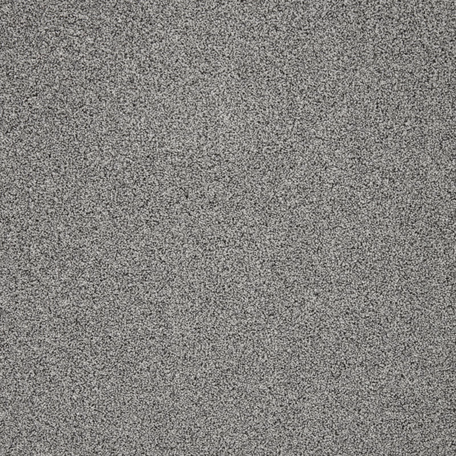 Peppered mid-grey carpet swatch with dense fine charcoal and pale flecks