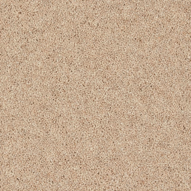 Warm stone-beige carpet swatch with dense, softly flecked wool-twist texture