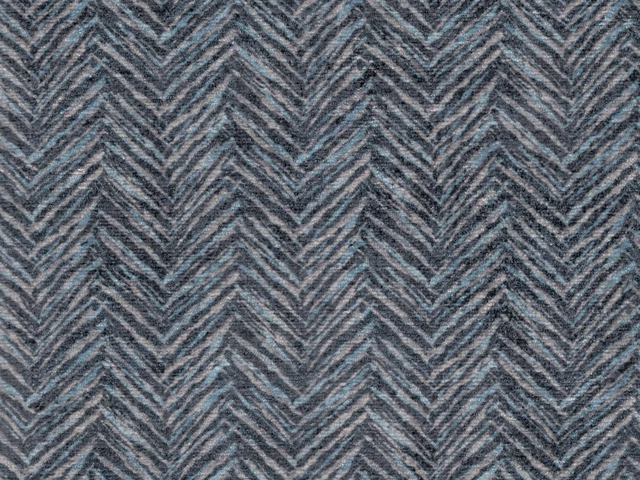 Blue-grey charcoal chenille with a tightly woven, layered chevron pattern