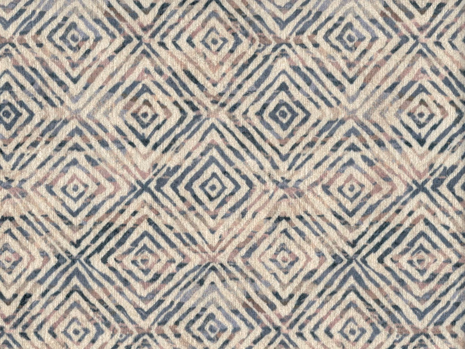 Ivory chenille with slate diamond geometrics and muted blush accents