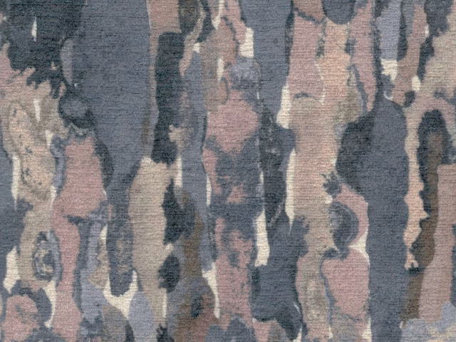 Slate chenille with charcoal, taupe and blush vertical abstract painterly shapes