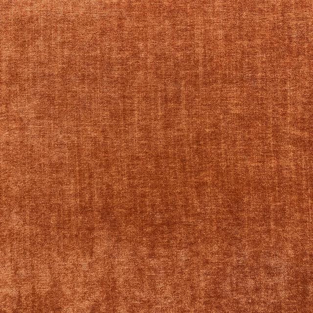 Deep rust terracotta chenille with softly mottled copper-brown woven texture