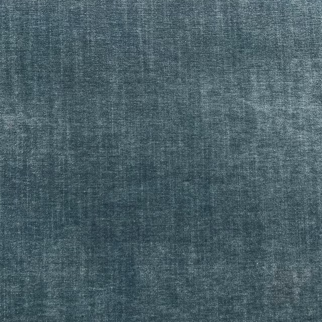 Muted blue-teal chenille with fine crosswoven texture and softly mottled tonal depth