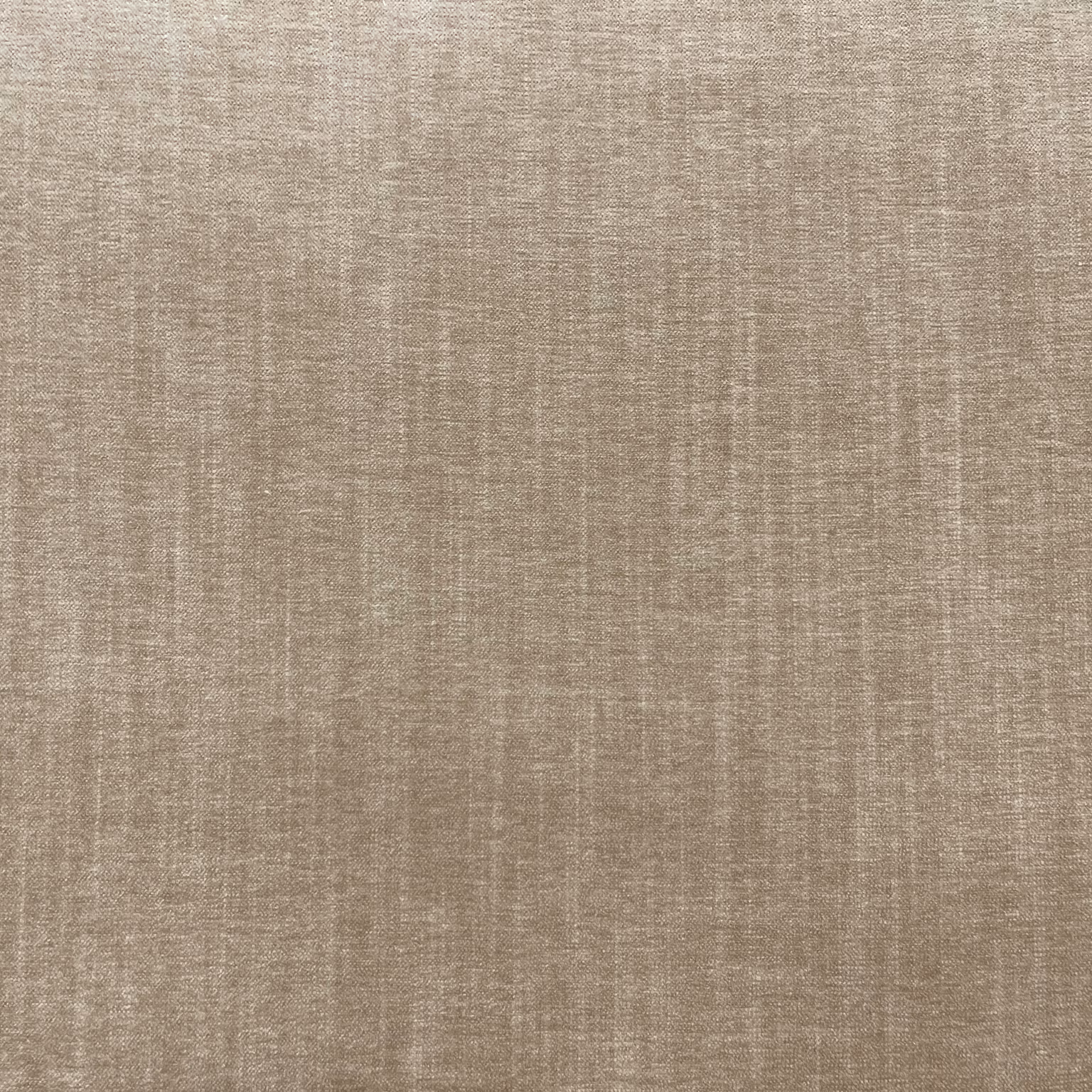 Warm taupe chenille with subtle vertical striations and softly blended beige threads