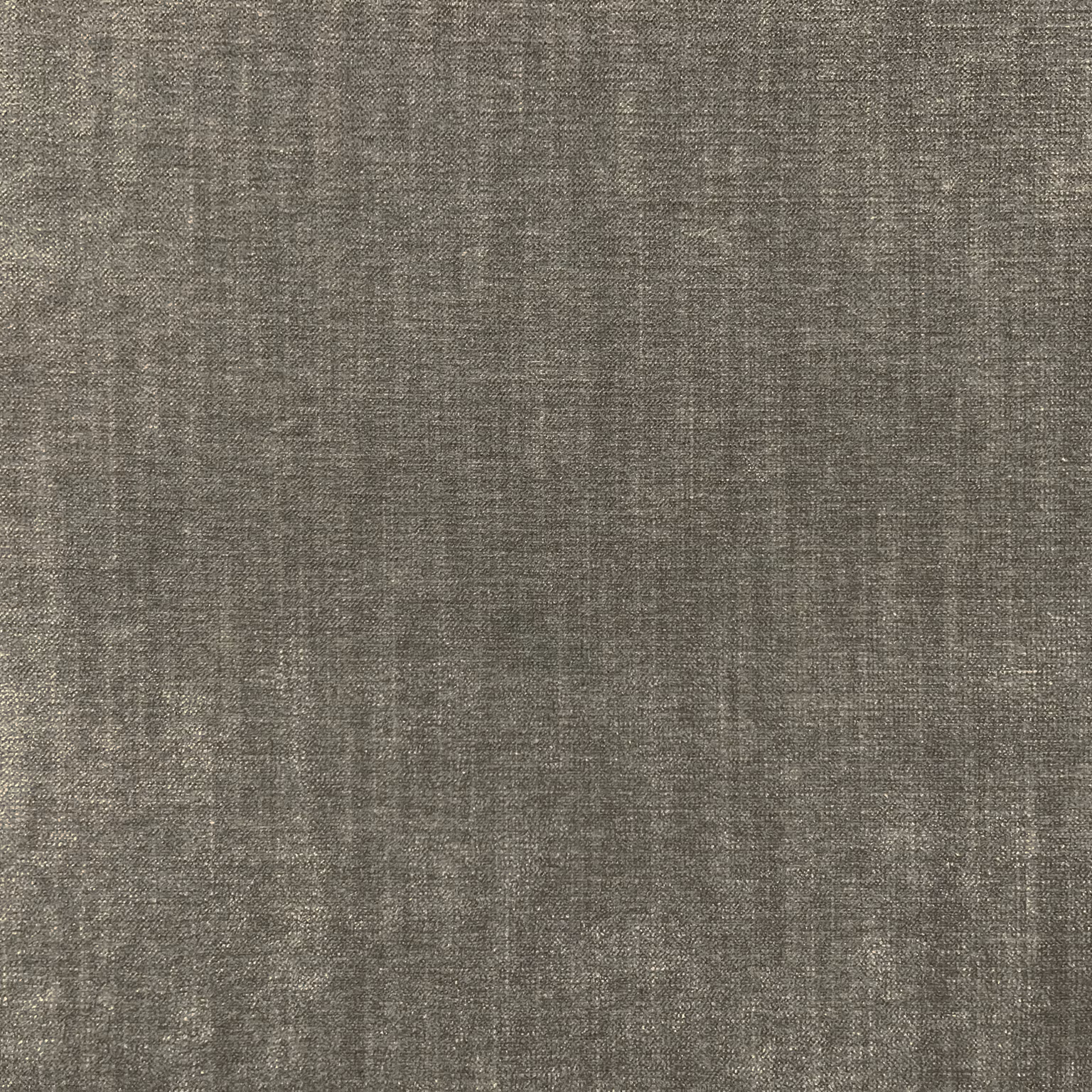Close-up of taupe-grey chenille with a subtle, finely mottled woven texture