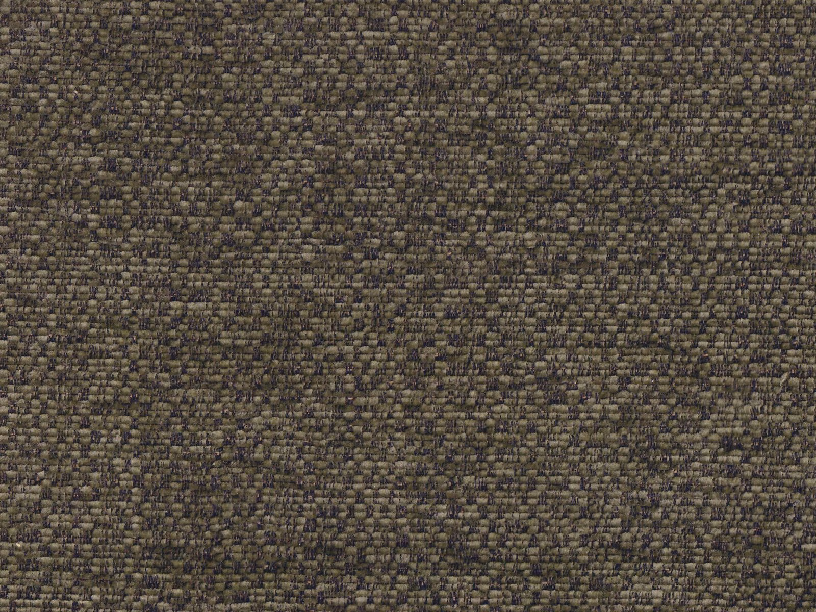 Close-up of muted olive taupe chenille with dense charcoal-brown textured weave