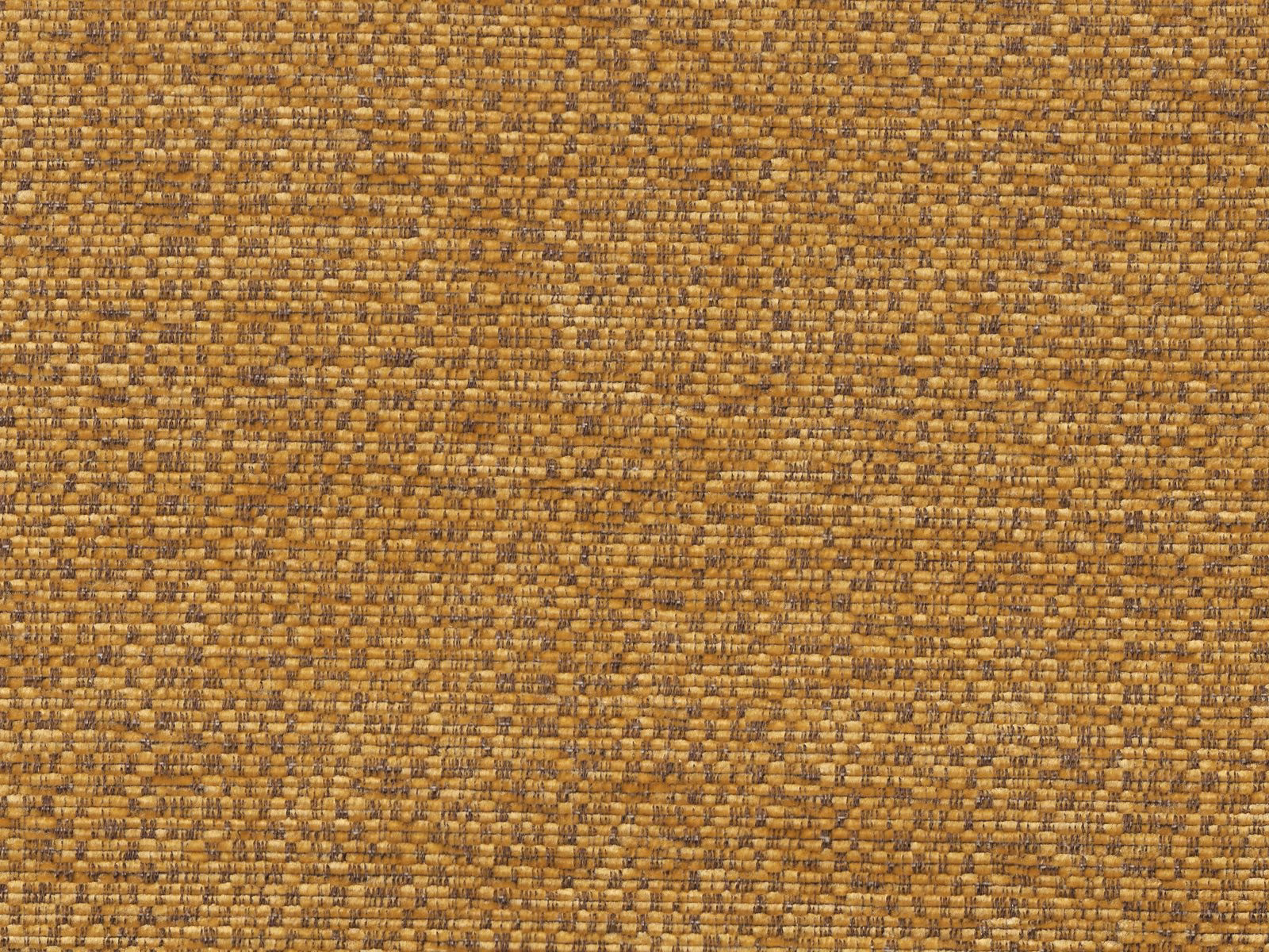 Close-up of warm ochre-gold chenille with dense irregular brown woven texture