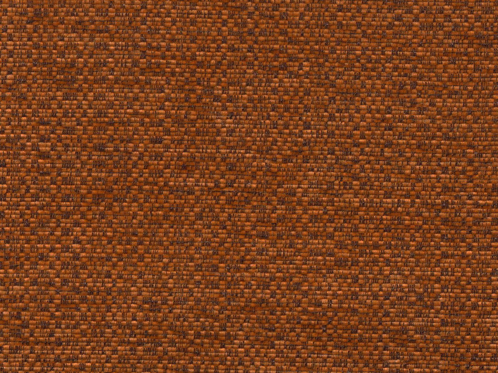Close-up of burnt terracotta-brown chenille with dark flecked woven texture