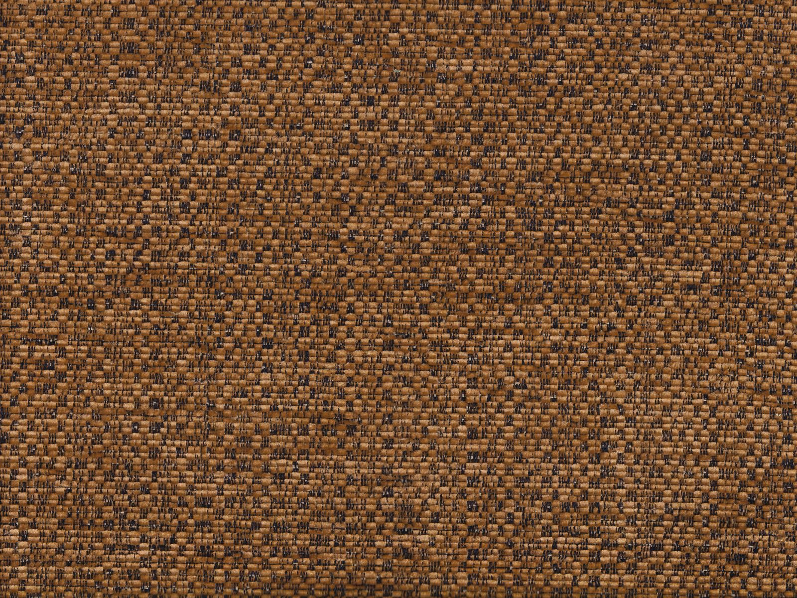 Close-up of warm tobacco-brown chenille with dark flecks and nubby woven texture