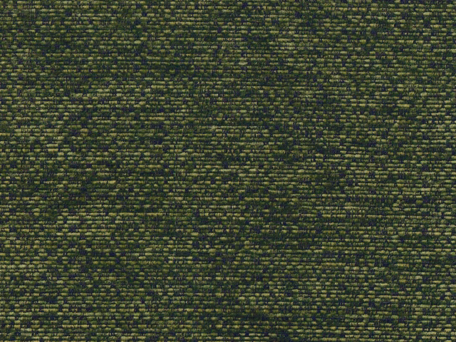Close-up of deep moss olive chenille with charcoal flecks and horizontal texture
