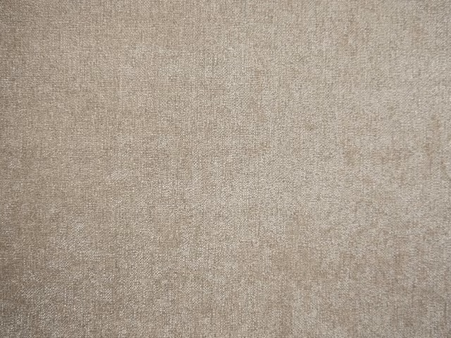 Warm greige taupe chenille with subtle vertical tonal variation and fine woven texture