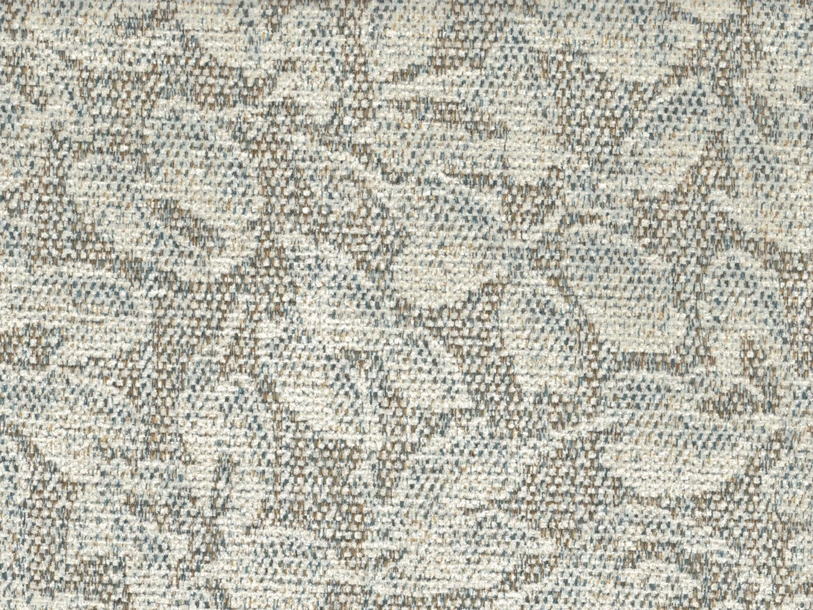 Soft grey and oatmeal chenille with broken abstract forms and nubby weave