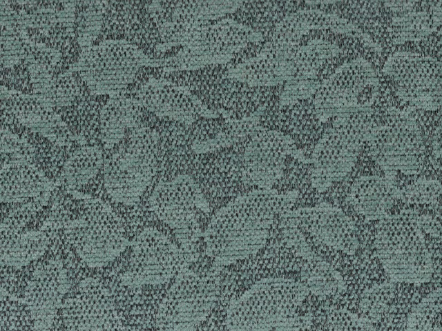 Muted blue-green chenille with dark flecks and irregular organic branching forms