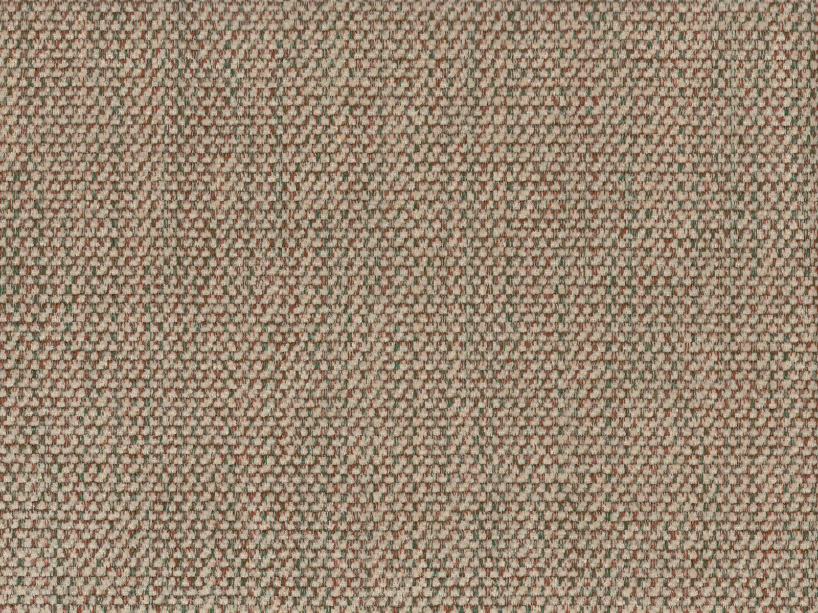 Close-up of muted taupe chenille with tiny green-grey geometric woven flecks