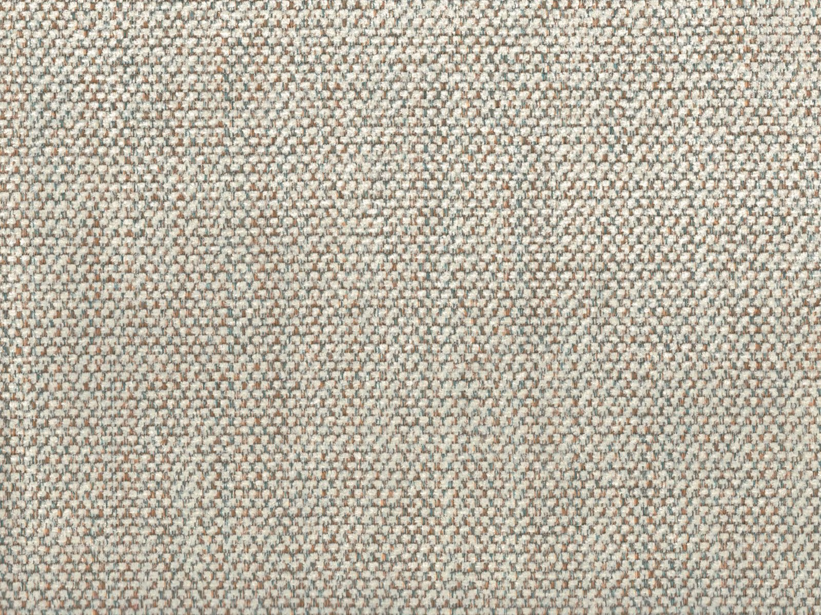 Close-up of taupe-grey chenille with ivory flecks and a small basket weave