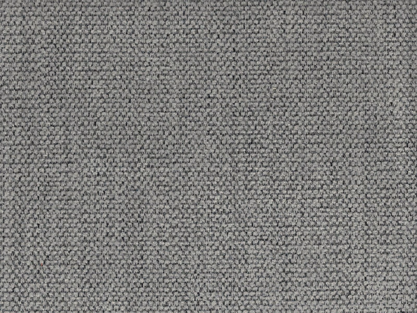 Close-up of cool grey chenille with a dense nubby charcoal-mottled weave