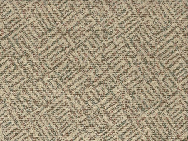 Warm oatmeal chenille with broken taupe and muted sage geometric texture