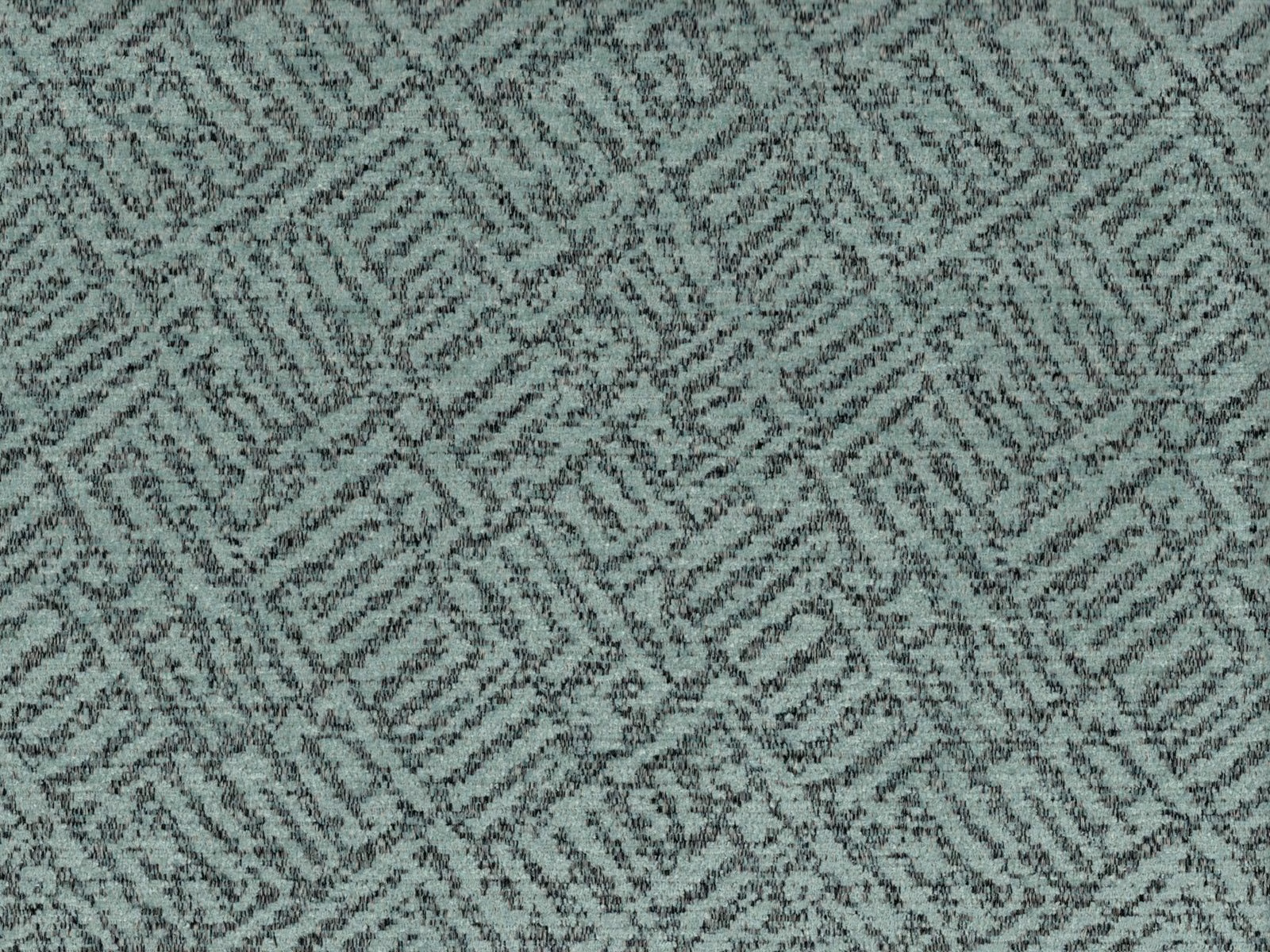 Muted sage-grey chenille with a dense broken geometric maze pattern