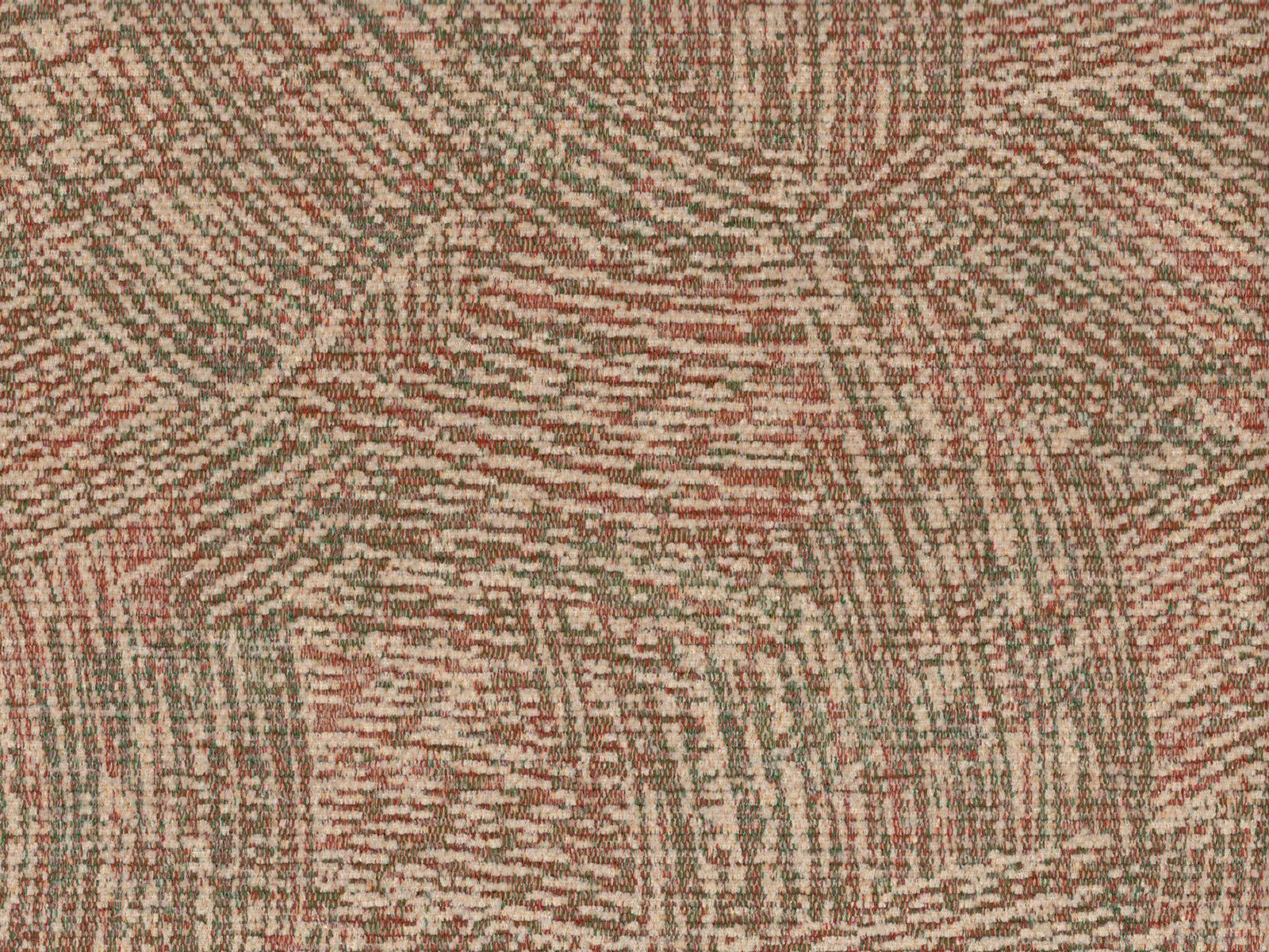 Mottled taupe chenille with broken olive and rust woven bands